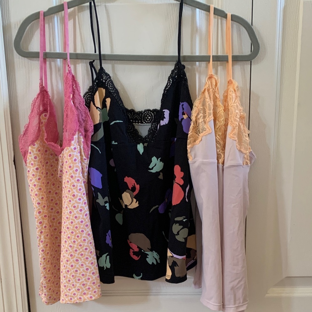 Bundle 3 Calvin Klein Lace Trimmed Camisoles